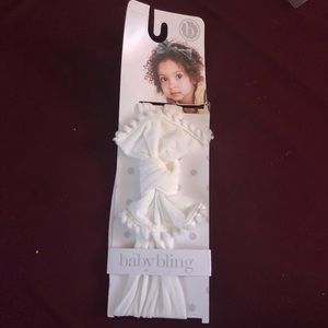 Baby bling white bow headband